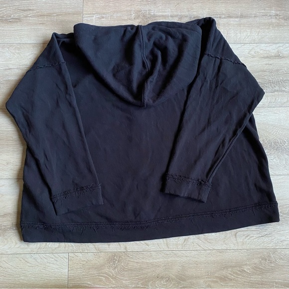 Eileen Fisher 1X Lightweight Organic Cotton Terry Hooded Top black - Picture 7 of 11